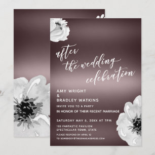 After the Wedding Celebration, Floral, Rose Gold Invitation