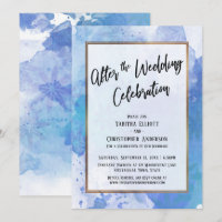 After the Wedding Celebration Gold Blue Abstract