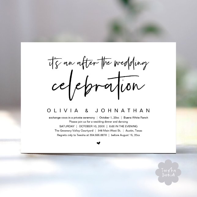 After The Wedding Celebration Modern Dinner Party Invitation (It's an after The Wedding Celebration Modern Dinner Lunch Brunch Party Invites Card White Black)