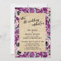 After the Wedding Celebration Pink Flowers Burlap