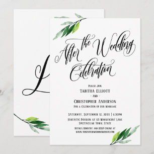 After the Wedding Celebration Script and Greenery Invitation