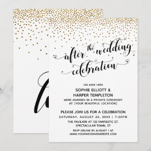 After the Wedding Celebration Script Gold Confetti Invitation