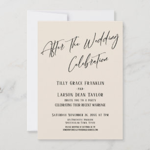 After the Wedding Celebration Simple Elegant Cream Invitation