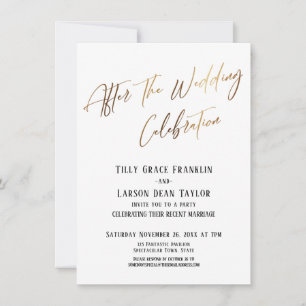 After the Wedding Celebration Simple Gold Elegant Invitation