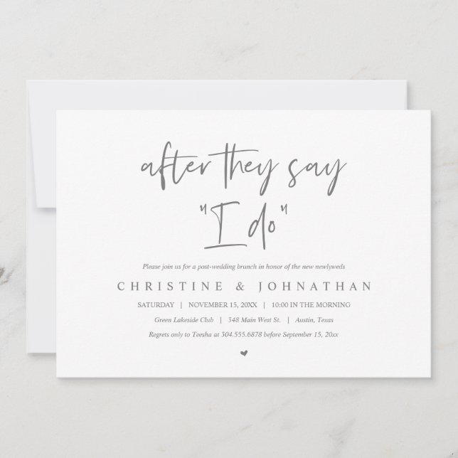 After they say I DO, Post wedding Brunch Invitatio Invitation (Front)