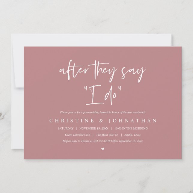 After they say I DO, Post wedding Brunch Invitatio Invitation (Front)