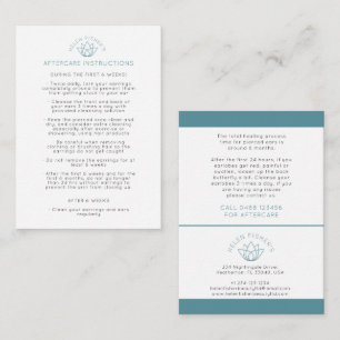 Aftercare ear piercing instructions discount card