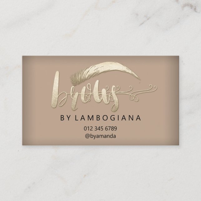 Aftercare Instruction Brow Logo Microblade Gold Bu Business Card (Front)