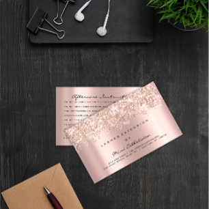 Aftercare Instruction Lash Rose Gold Glitter Spark Business Card
