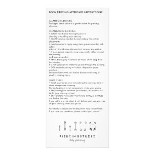 Aftercare Instructions Body Piercing Clear Rack Card