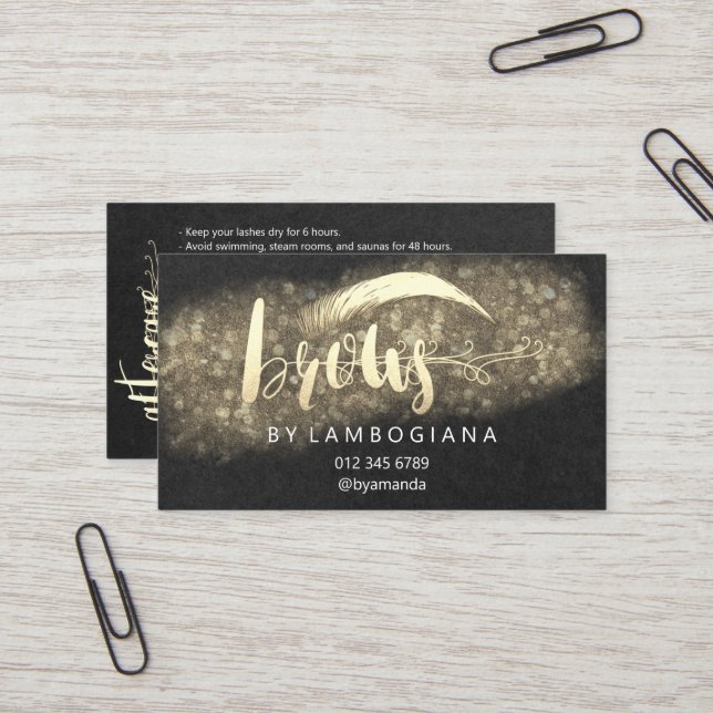 Aftercare Instructions Brow Microblade Black Busin Business Card (Front/Back In Situ)