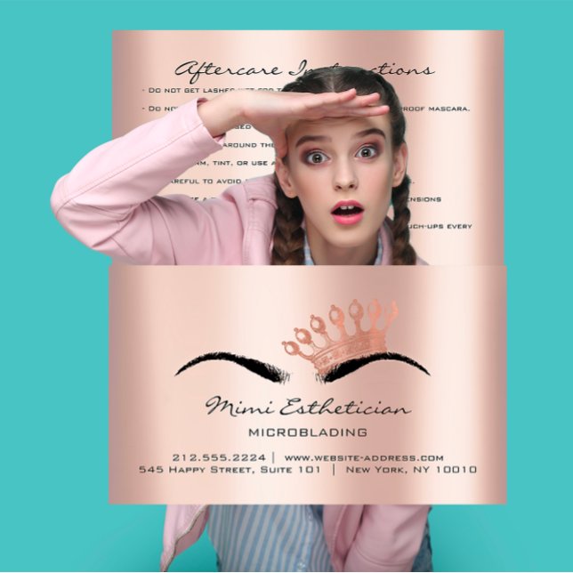 Aftercare Instructions Brows Princess Microblading Business Card (Aftercare Instructions Brows Princess Microblading Business Card)
