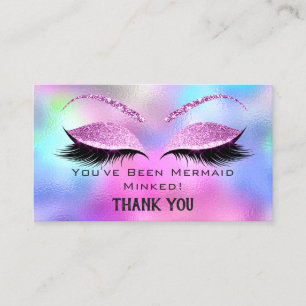 Aftercare Instructions Eyelash Pink Holographic Business Card