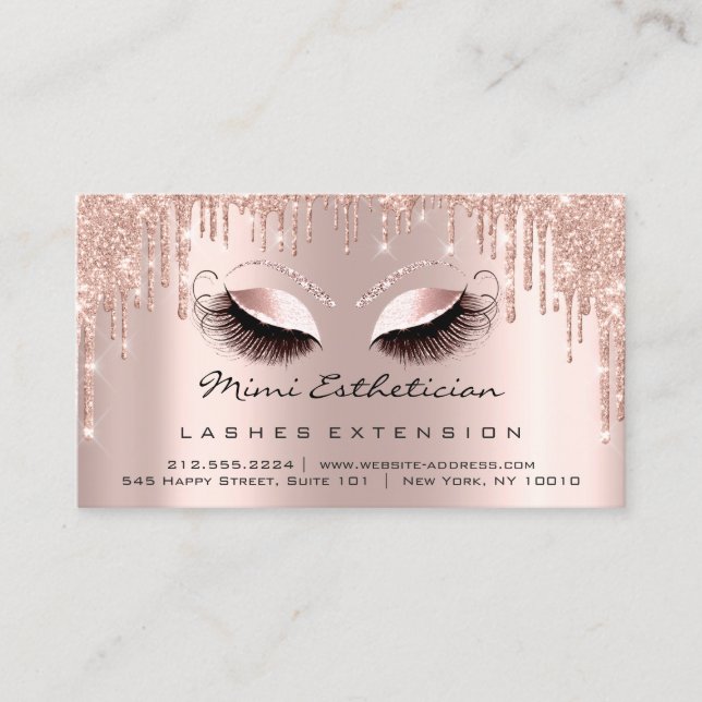 Aftercare Instructions Eyelash  Rose  Drips VIP Business Card (Front)