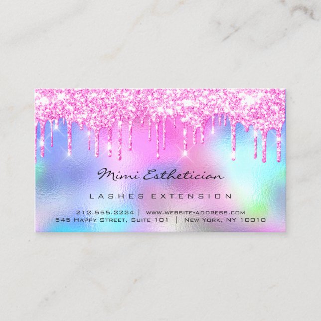 Aftercare Instructions Lash Bright Pink Drips Business Card (Front)