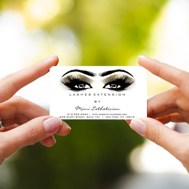 Aftercare Instructions Lash Champaigne White Gold Business Card (Aftercare Instructions Lash Champaigne White Gold Business Card)