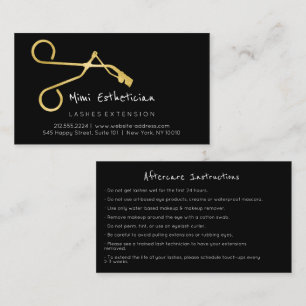 Aftercare Instructions Lash Curve Gold Black Business Card