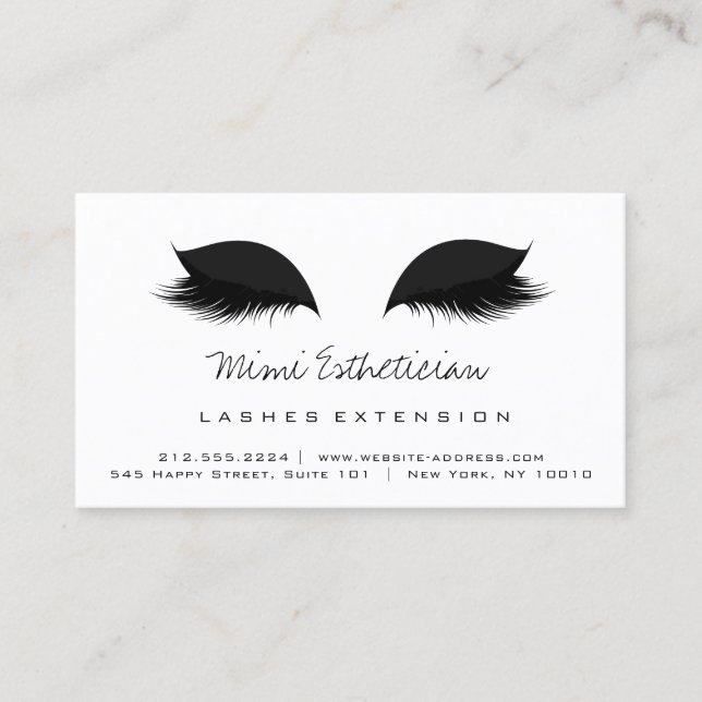 Aftercare Instructions Lash Extension Black Gold Business Card (Front)