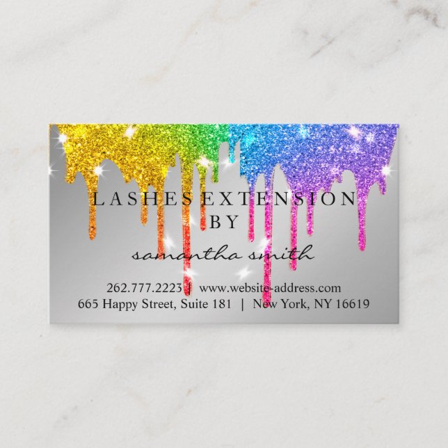 Aftercare Instructions Lash Gold Drips Spark Business Card (Front)