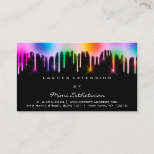 Aftercare Instructions Lash Rainbow Drip Holograph Business Card