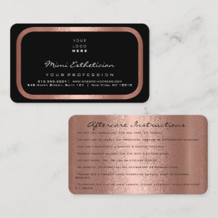 Aftercare Instructions Lash Rose Black Logo Business Card