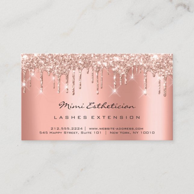 Aftercare Instructions Lash Rose Coral Drips VIP Business Card (Front)