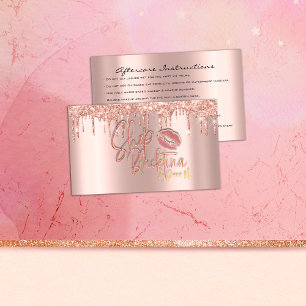 Aftercare Instructions Lash Rose Drips Logo Lips Business Card