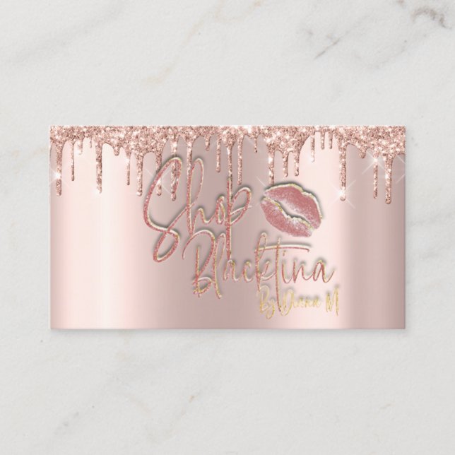 Aftercare Instructions Lash Rose  Drips Logo Lips Business Card (Front)