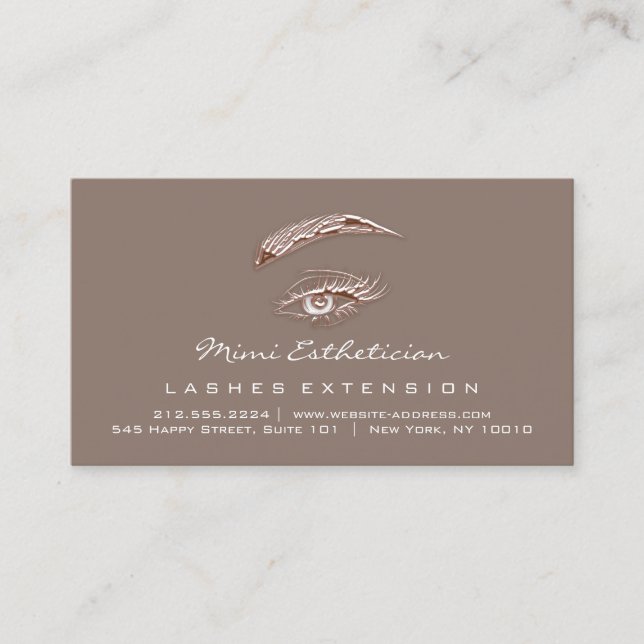 Aftercare Instructions Lash Rose  Eye Logo Bronze Business Card (Front)