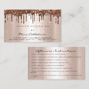 Aftercare Instructions Lash Rose Gold Drips Brown Business Card