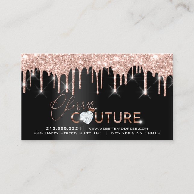 Aftercare Instructions Lash Rose Gold Drips Morgan Business Card (Front)