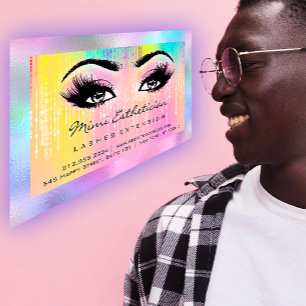 Aftercare Instructions Lash Rose Holograph Rainbow Business Card