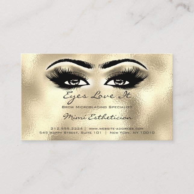 Aftercare Instructions Lashes Champaigne Eyes Gold Business Card (Front)
