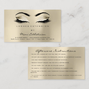 Aftercare Instructions Lashes Champaigne Ivory Business Card
