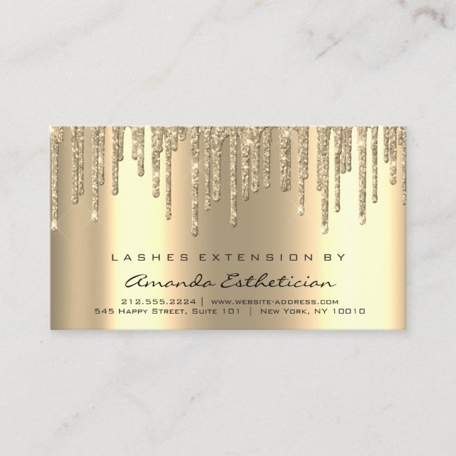 Aftercare Instructions Lashes Extension Dips Gold Business Card (Front)