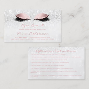 Aftercare Instructions Lashes Extension Pink Grey Business Card