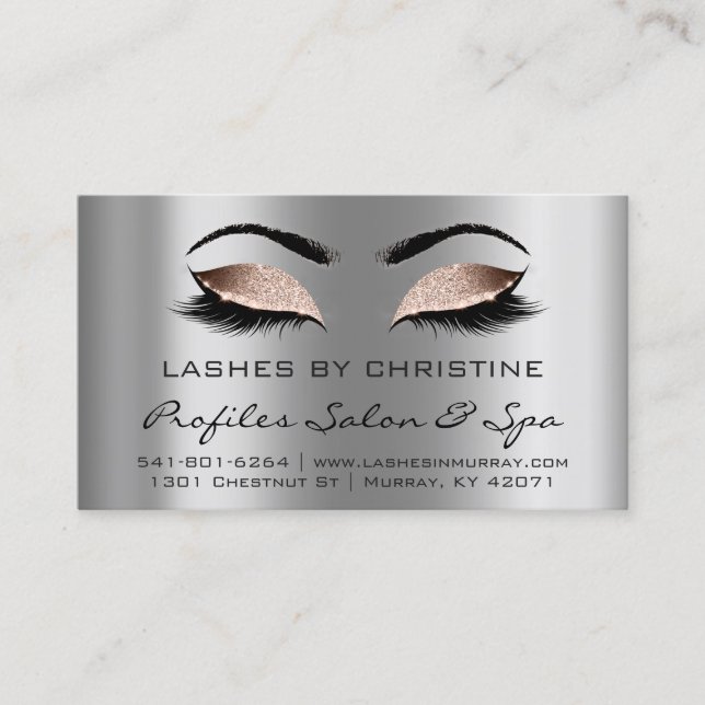 Aftercare Instructions Lashes Extension Rose Grey Business Card (Front)