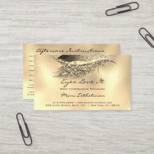 Aftercare Instructions Lashes Metal Lux Gold Business Card