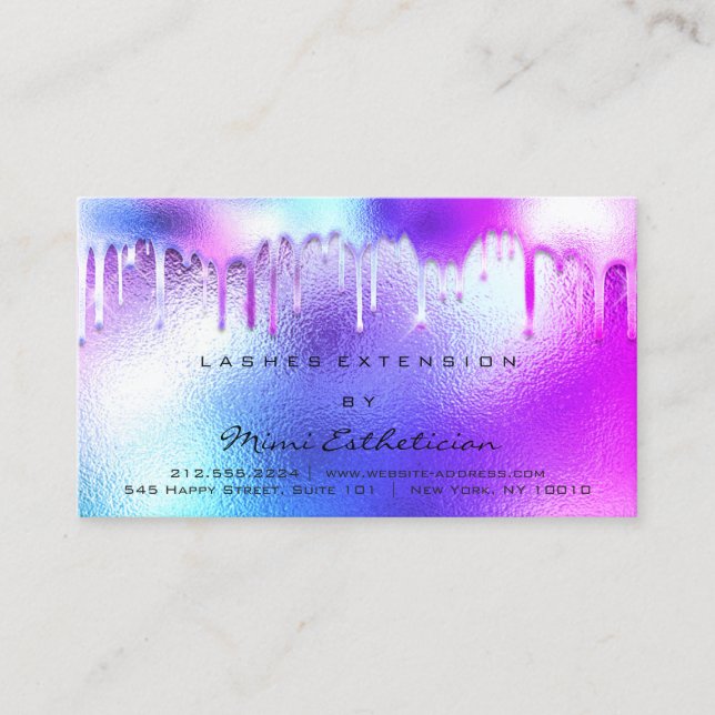 Aftercare Instructions Lashes Pink Drip Royal Business Card (Front)