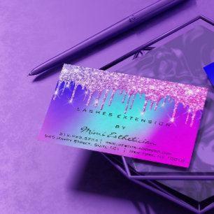 Aftercare Instructions Lashes Pink Drips Holograph Business Card