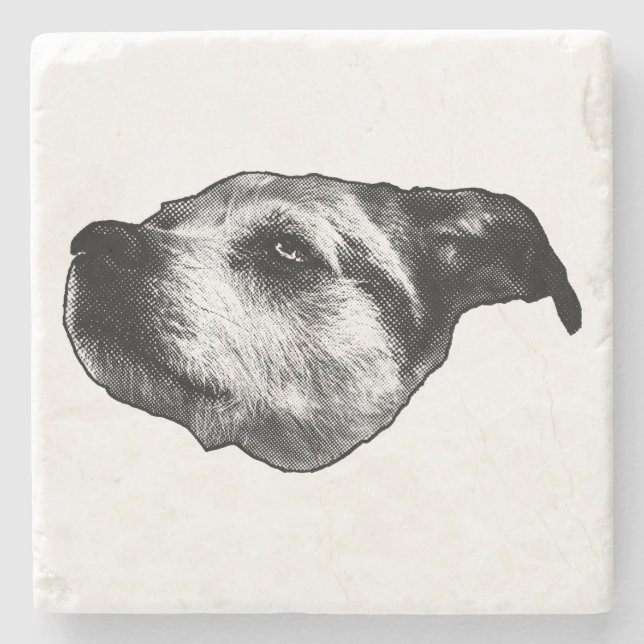Afterglow Dot Sip — Terrier Stone Coaster (Front)