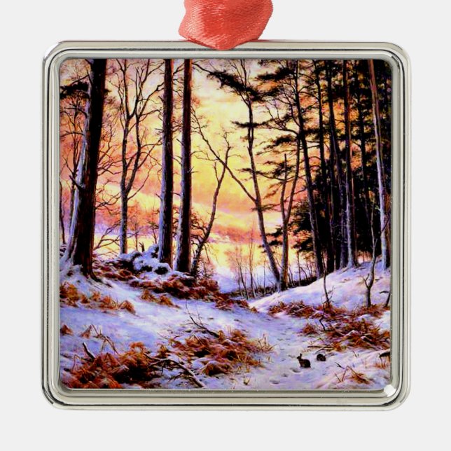 Afterglow, famous painting by Joseph Farquharson, Metal Ornament (Front)