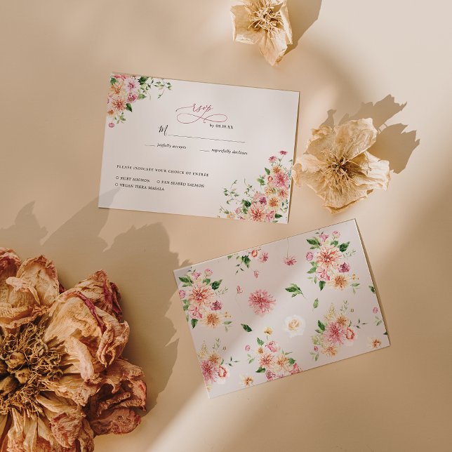Afterglow Garden Floral Wedding RSVP Card (Creator Uploaded)