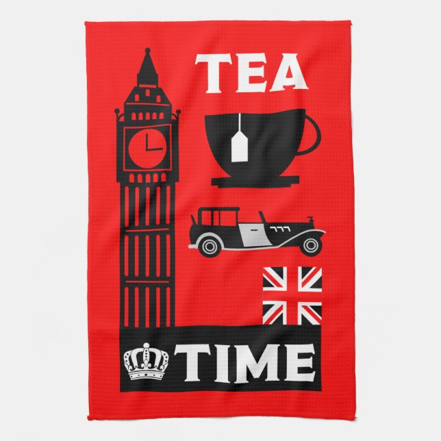 Afternoon British Tea Parties Kitchen Towel (Vertical)