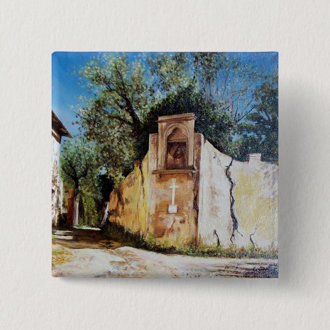 AFTERNOON IN RIMAGGIO / Tuscany View 2 Inch Square Button (Front)
