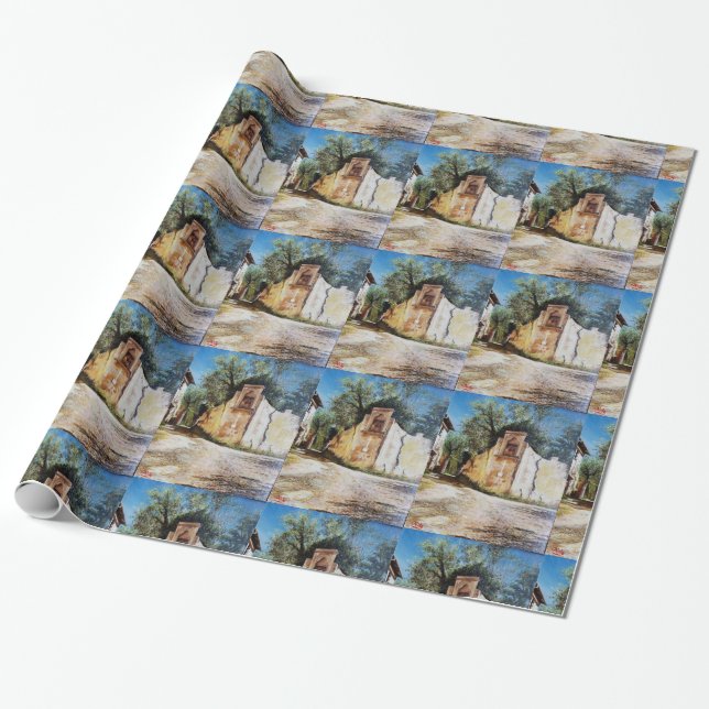 AFTERNOON IN RIMAGGIO / Tuscany View Wrapping Paper (Unrolled)