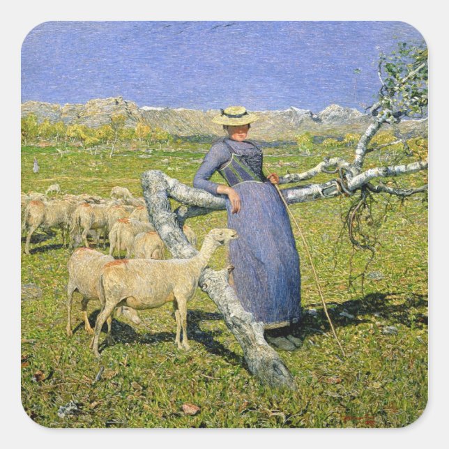 Afternoon in the Alps, 1892 (oil on canvas) Square Sticker (Front)