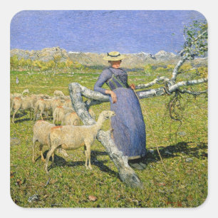 Afternoon in the Alps, 1892 (oil on canvas) Square Sticker