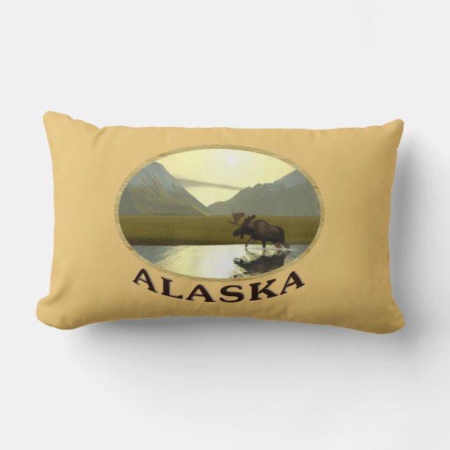 Afternoon Moose Lumbar Pillow (Front)