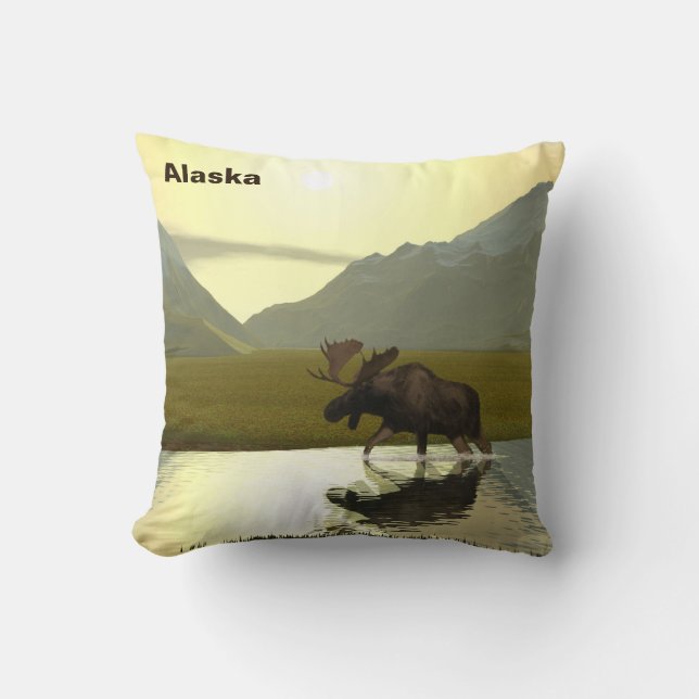 Afternoon Moose Throw Pillow (Front)